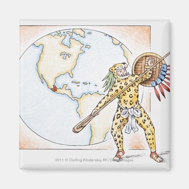 Illustration von Aztec Jaguar Warrior Magnet (Vorne)