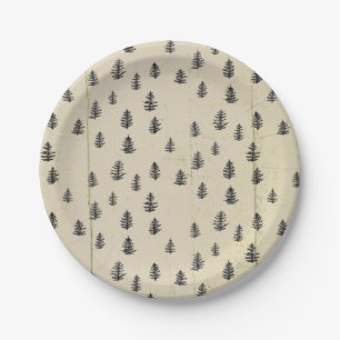 Illustration von Baum-Muster-Rusticoptik Pappteller