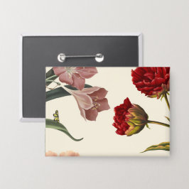 Illustration von blühenden Blumen im Vintage-Stil Button