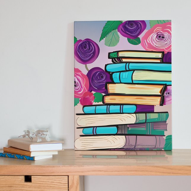 Illustration von Büchern und Blume Digitale Kunst Poster (Von Creator hochgeladen)