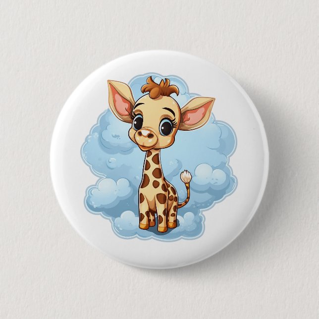 Illustration von Cartoon-Giraffen Button (Vorderseite)