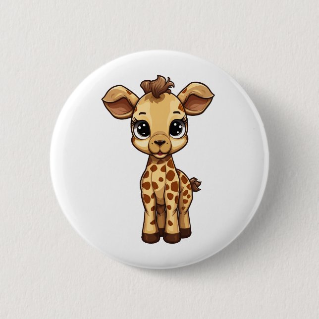 Illustration von Cartoon-Giraffen Button (Vorderseite)