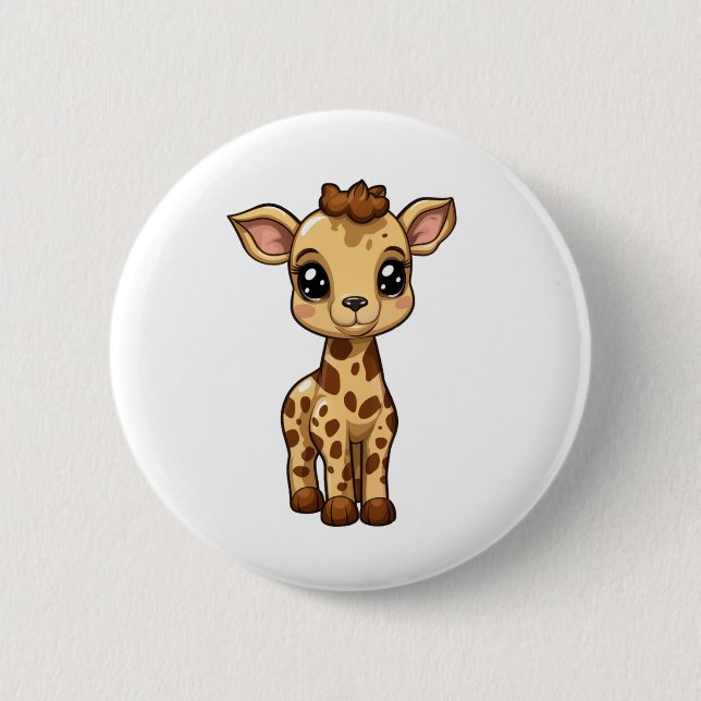 Illustration von Cartoon-Giraffen Button (Vorderseite)