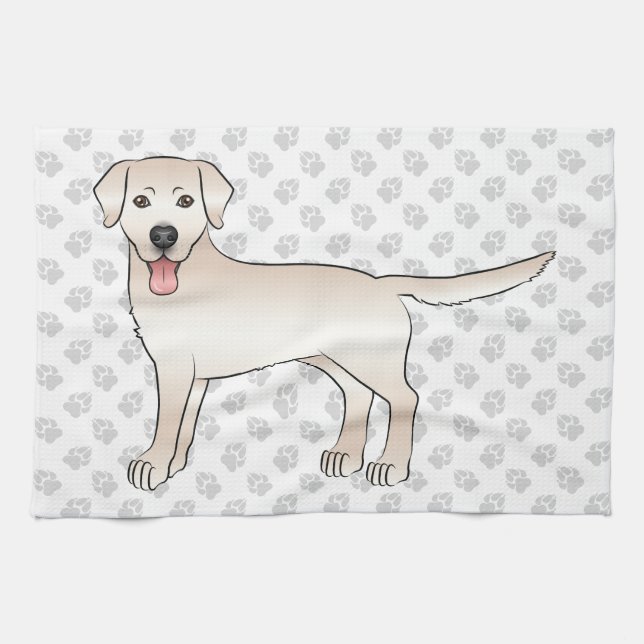 Illustration von Cream Labrador Retriever Cartoon  Geschirrtuch (Horizontal)