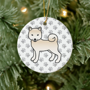 Illustration von Cream Shiba Inu Niedlicher Cartoo Keramik Ornament