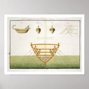 Illustration von einem römischen Polyreme, Platte Poster