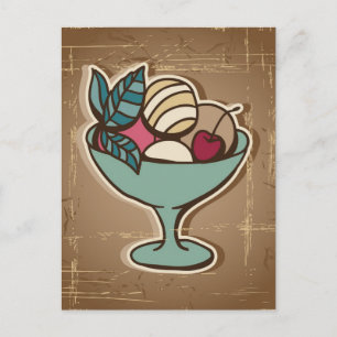 Illustration von Eiscreme im Retro-Stil Postkarte