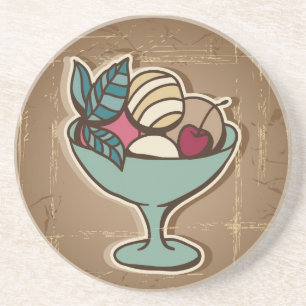 Illustration von Eiscreme im Retro-Stil Sandstein Untersetzer