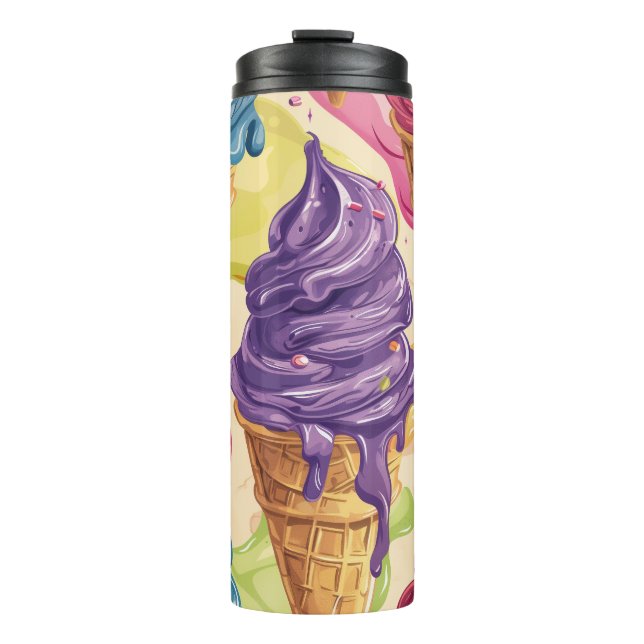 Illustration von farbigem Tropfeis Thermosbecher (Vorderseite)