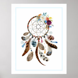 Illustration von Federn und Blume für Dreamcatcher Poster