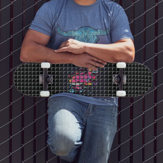 Illustration von Fischen hinter einem Netz Skateboard (Außenbereich 3)