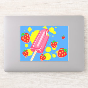 Illustration von Fun Pink Popsicle und Strawberrie Aufkleber
