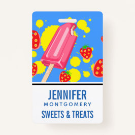 Illustration von Fun Pink Popsicle und Strawberrie Ausweis