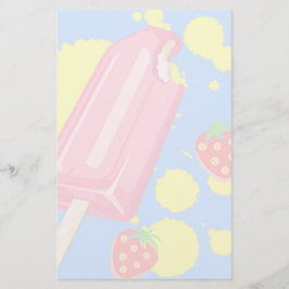 Illustration von Fun Pink Popsicle und Strawberrie Briefpapier