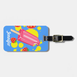 Illustration von Fun Pink Popsicle und Strawberrie Gepäckanhänger