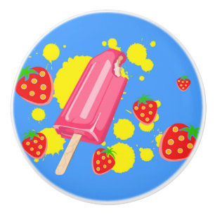 Illustration von Fun Pink Popsicle und Strawberrie Keramikknauf
