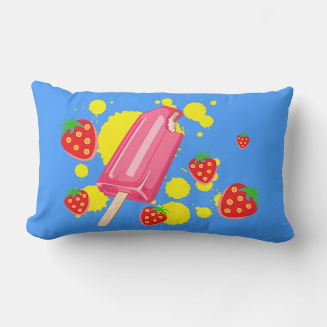 Illustration von Fun Pink Popsicle und Strawberrie Lendenkissen (Vorderseite)