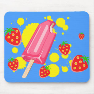 Illustration von Fun Pink Popsicle und Strawberrie Mousepad