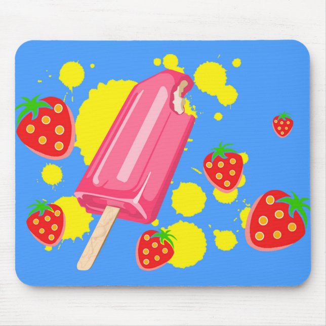 Illustration von Fun Pink Popsicle und Strawberrie Mousepad (Vorne)