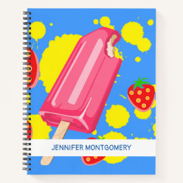Illustration von Fun Pink Popsicle und Strawberrie Notizbuch