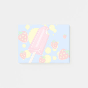 Illustration von Fun Pink Popsicle und Strawberrie Post-it Klebezettel