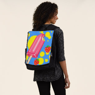Illustration von Fun Pink Popsicle und Strawberrie Rucksack