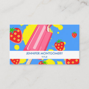Illustration von Fun Pink Popsicle und Strawberrie Visitenkarte