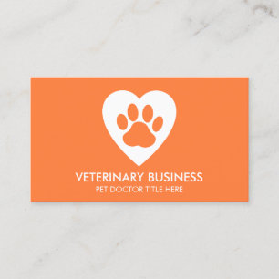 Illustration von Hunde- und Katzenpfoten und Herz Visitenkarte