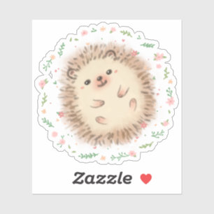 Illustration von Igel und Blume Aufkleber