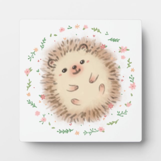 Illustration von Igel und Blume Fotoplatte (Vorderseite)