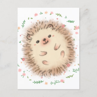Illustration von Igel und Blume Postkarte