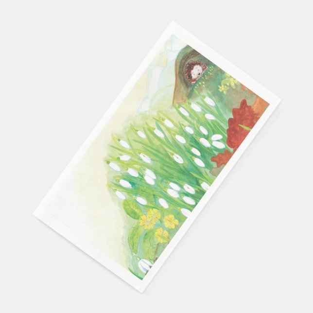 Illustration von Igel und Schneefällen Serviette (Ecke)