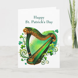 Illustration von Irish Green Harp Kleeblatts Feiertagskarte