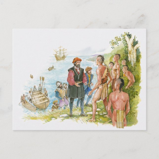 Illustration von Jacques Cartier Postkarte (Vorderseite)