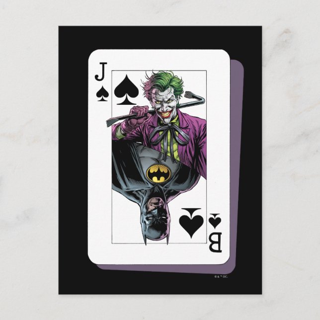 Illustration von Joker- und Batman-Spade-Kartenspi Postkarte (Vorderseite)