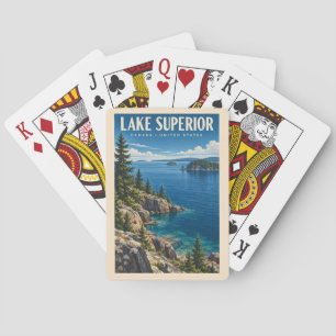 Illustration von Lake Superior Reise Kunst Vintage Spielkarten
