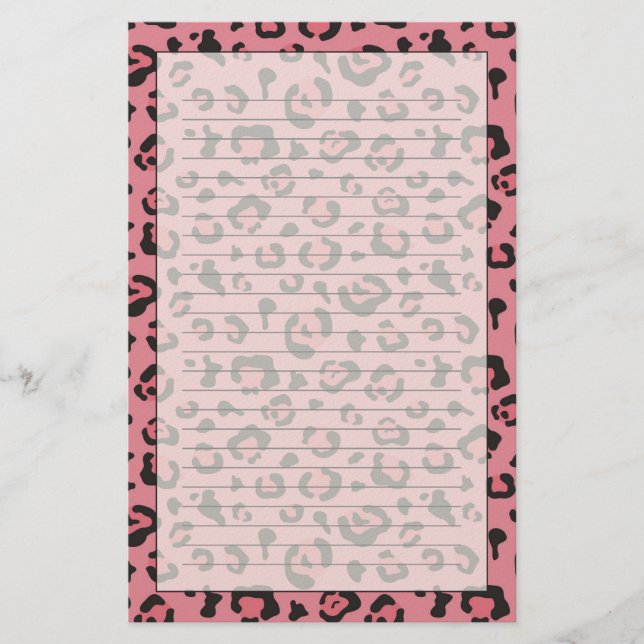 Illustration von Leopard Pink Animal Briefpapier (Vorderseite)