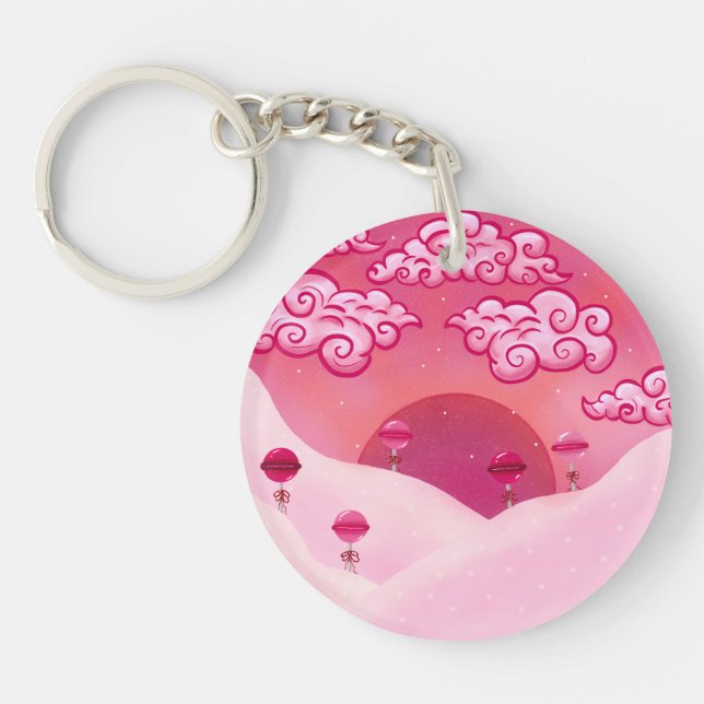 Illustration von Lollipops und Wolken Schlüsselanhänger (Vorderseite)