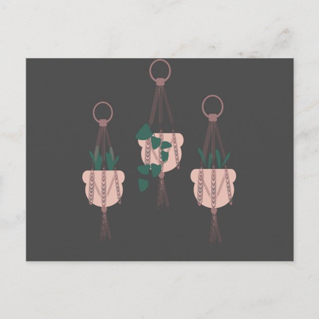 Illustration von Macrame Pflanze Hanger Planter Po Postkarte (Vorderseite)
