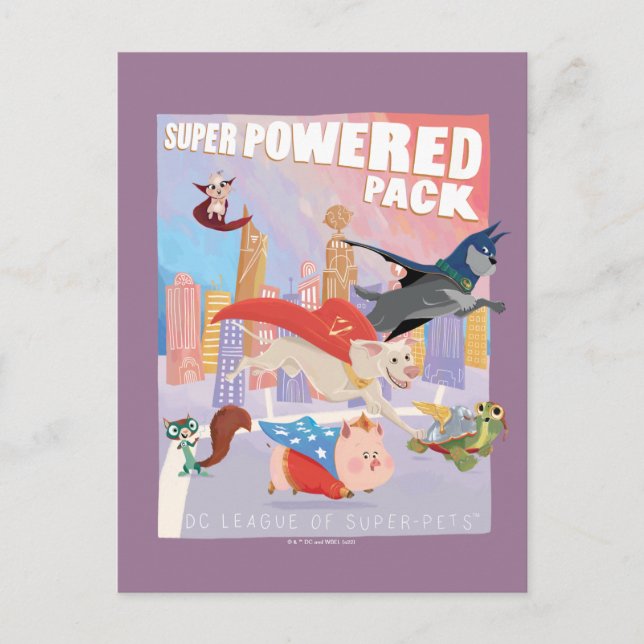 Illustration von Metropolis mit Super Powered Pack Postkarte (Vorderseite)