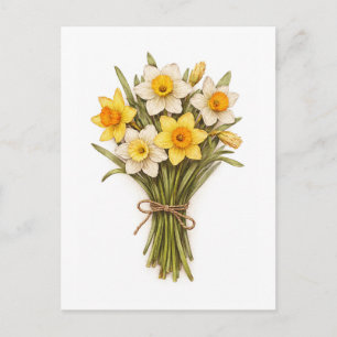 Illustration von Narzissen im Vintage-Stil Postkarte
