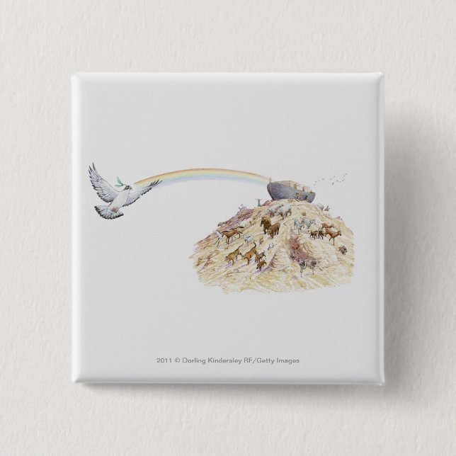 Illustration von Noahs Arche mit dem Tierverlassen Button (Vorderseite)