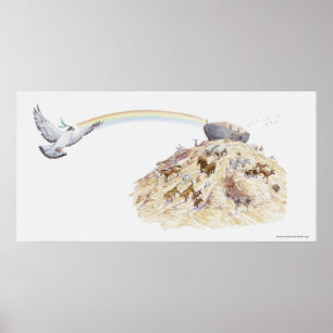 Illustration von Noahs Arche mit dem Tierverlassen Poster