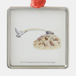 Illustration von Noahs Arche mit dem Tierverlassen Silbernes Ornament
