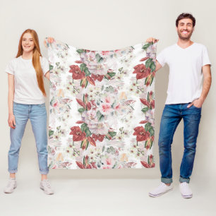 Illustration von Orchideen und Lilien-Luxus-Spitze Fleecedecke