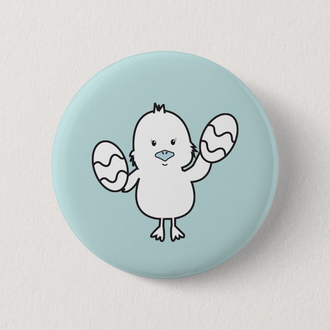Illustration von Pastel Blue Niedlich Easter Chick Button (Vorderseite)