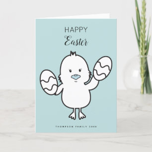 Illustration von Pastel Blue Niedlich Easter Chick Feiertagskarte