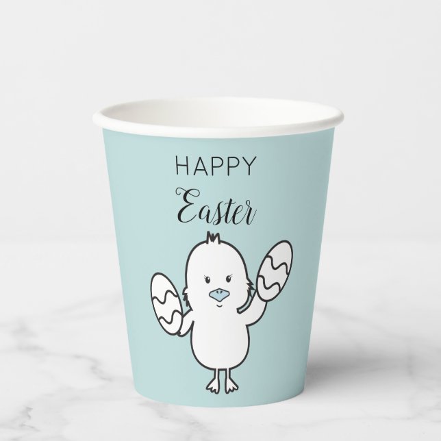 Illustration von Pastel Blue Niedlich Easter Chick Pappbecher (Vorderseite)
