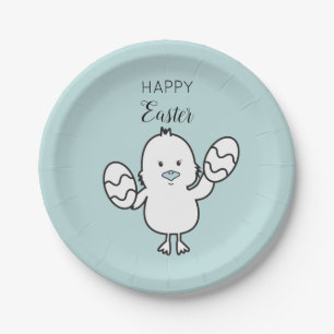 Illustration von Pastel Blue Niedlich Easter Chick Pappteller