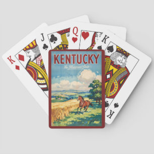 Illustration von Pferden in Kentucky, Reise Kunst Spielkarten